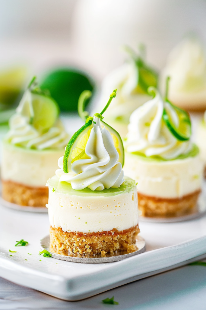 Serving Mini Key Lime Cheesecakes