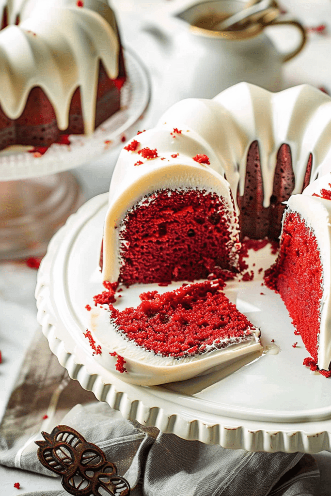 Serving Mini Red Velvet Bundt Cakes