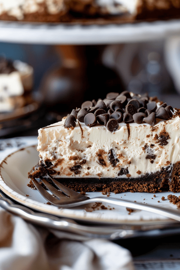 Serving No-Bake Chocolate Chip Cheesecake