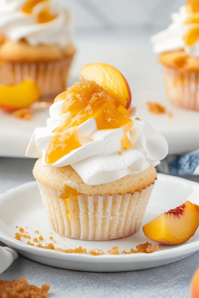 Serving Peach Cobbler Cupcakes Recipe