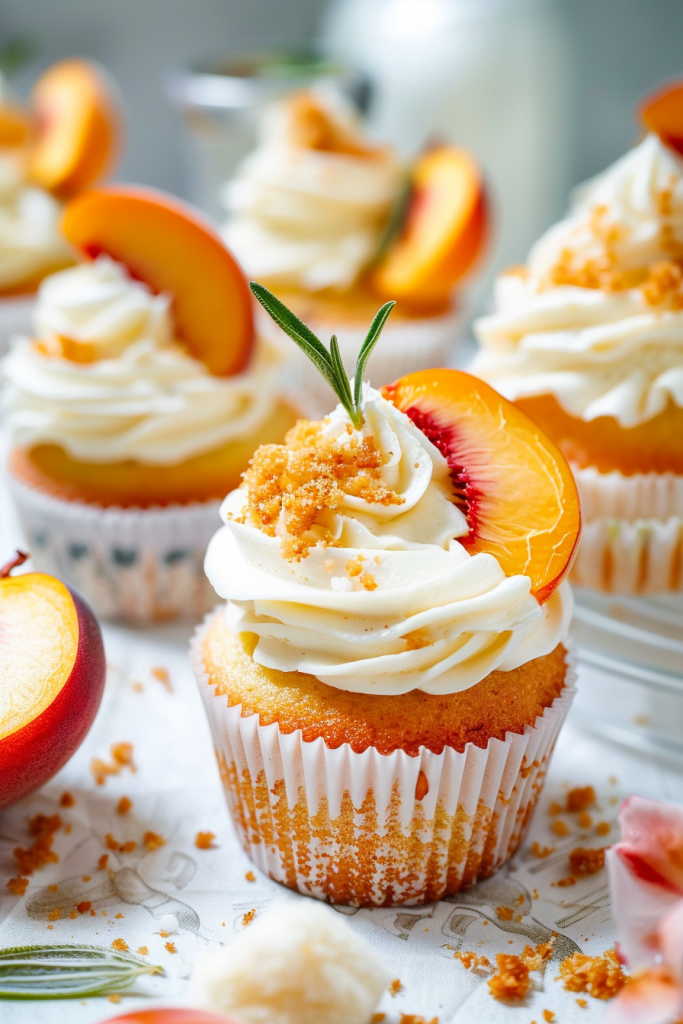 Serving Peaches and Cream Cupcakes