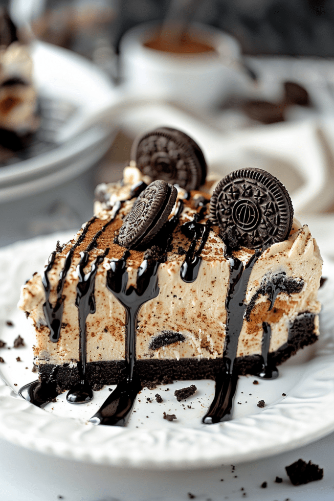 Serving Peanut Butter Oreo Cheesecake