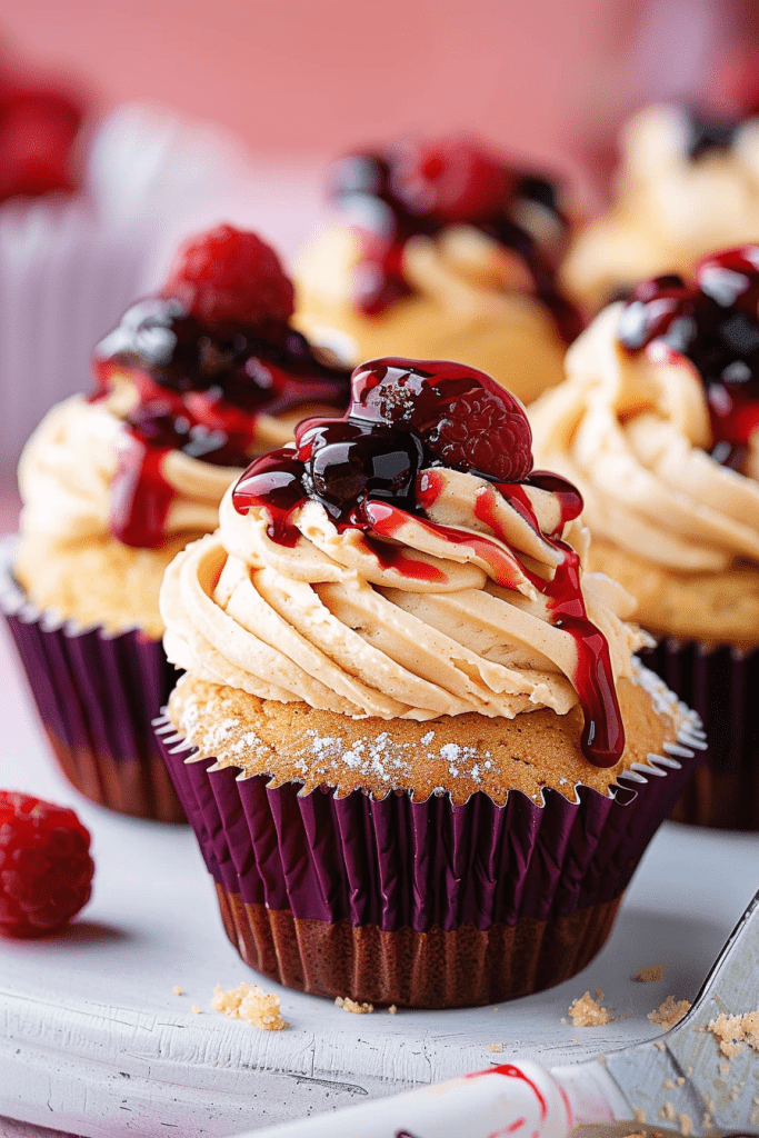 Serving Peanut Butter and Jelly Cupcakes