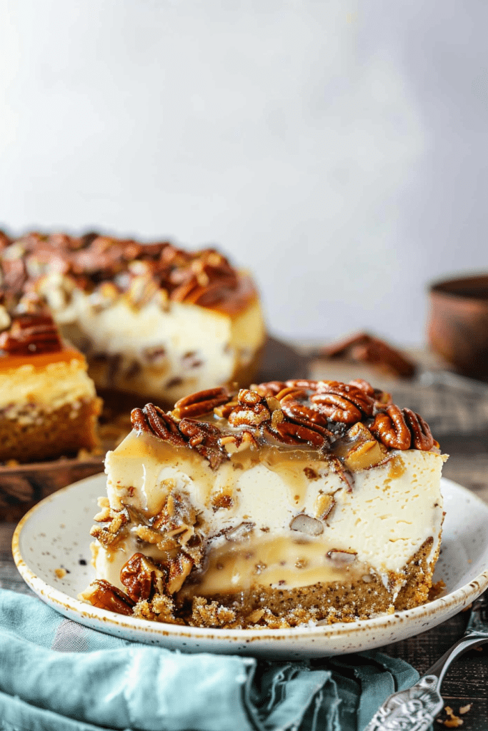 Serving Pecan Praline Cheesecake