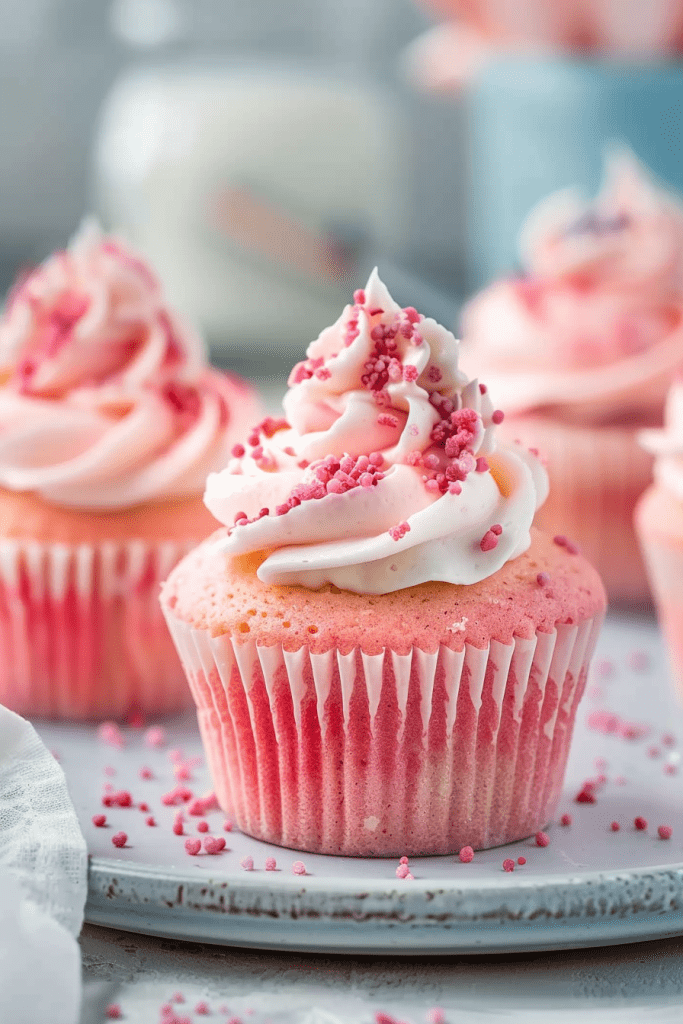 Serving Pink Velvet Cupcakes