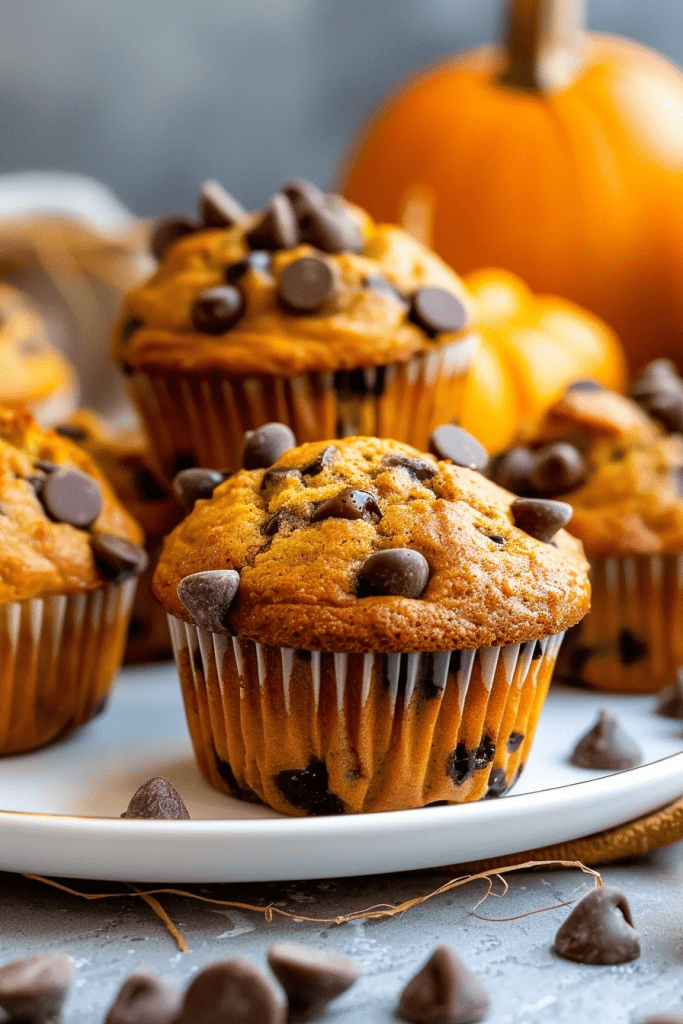 Serving Pumpkin Chocolate Chip Muffins