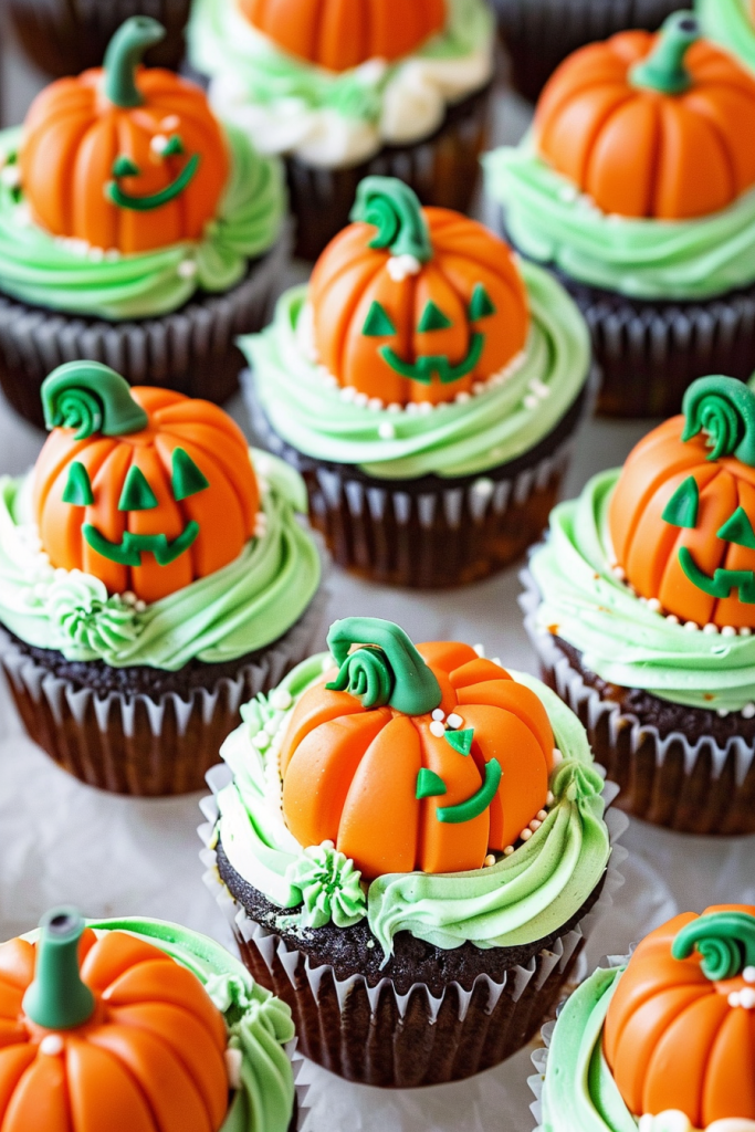 Serving Pumpkin Patch Cupcakes