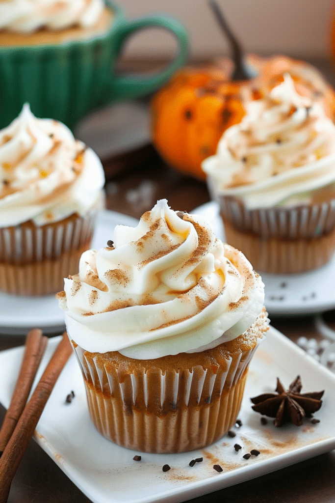 Serving Pumpkin Spice Latte Cupcakes