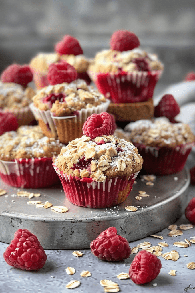 Serving Raspberry Oatmeal Muffins