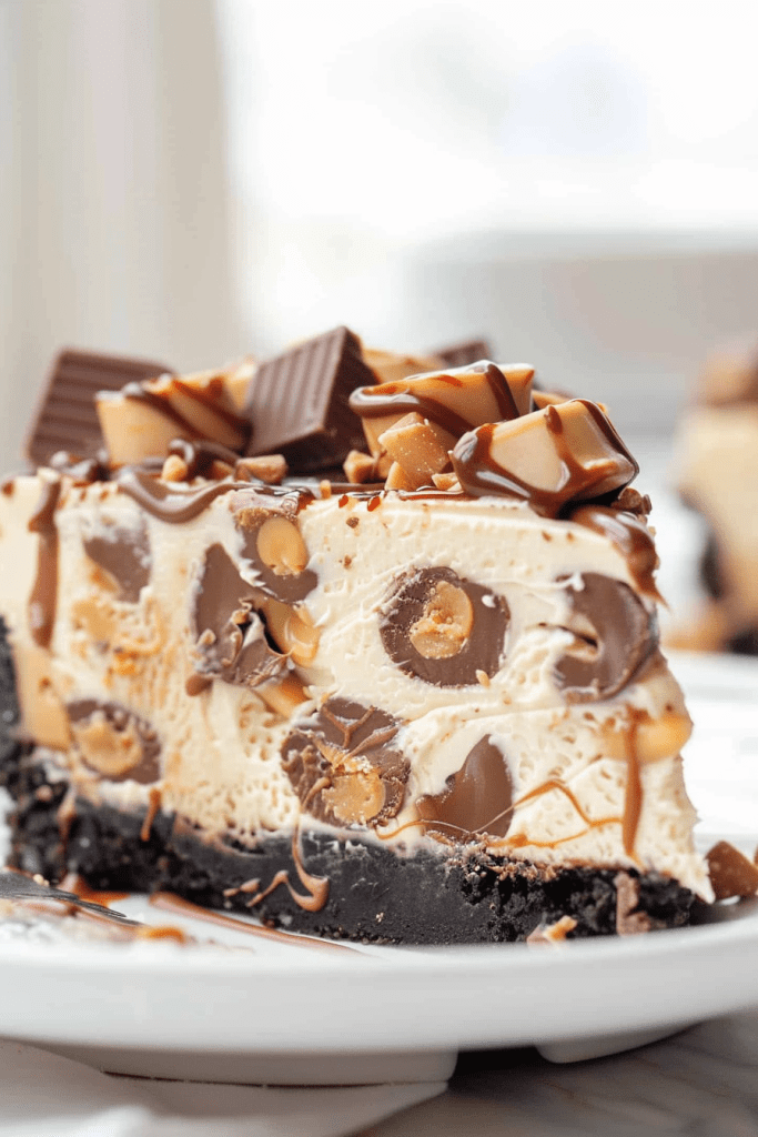 Serving Reese's Peanut Butter Cup Cheesecake