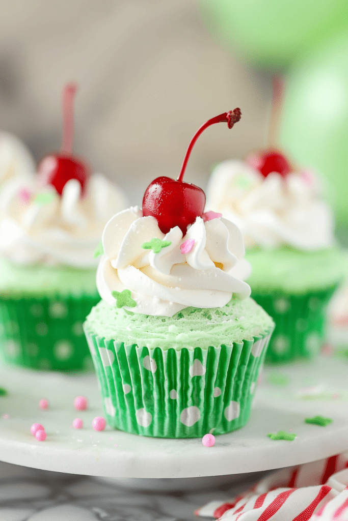 Serving Shamrock Shake Cupcakes