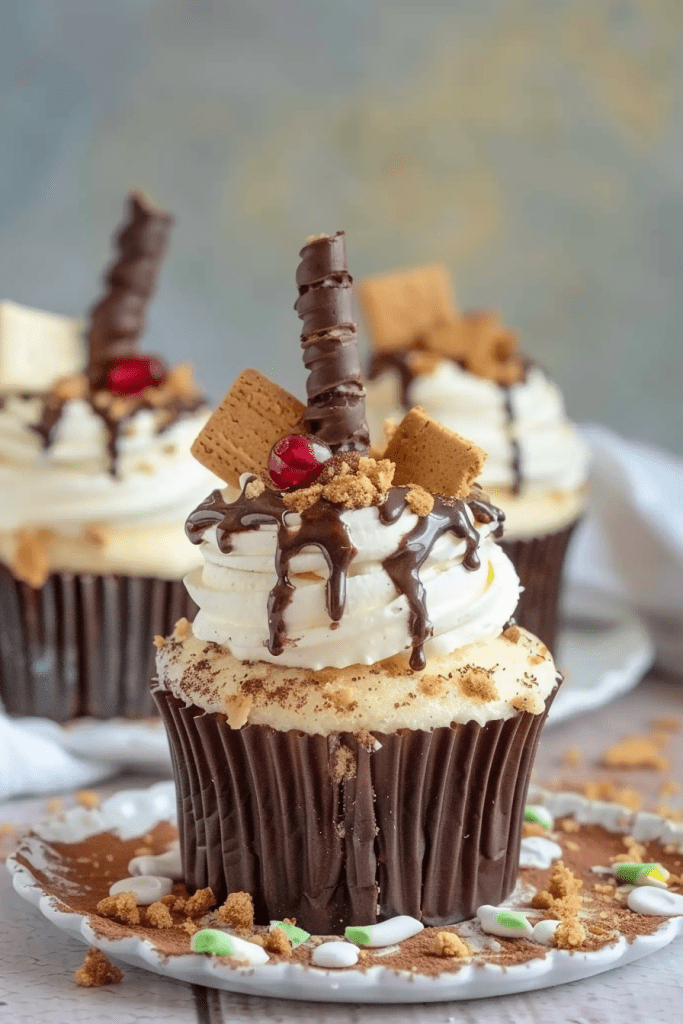 Serving Smores Frappuccino Cupcakes