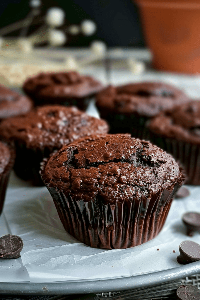 Serving Sour Cream Double Chocolate Muffins