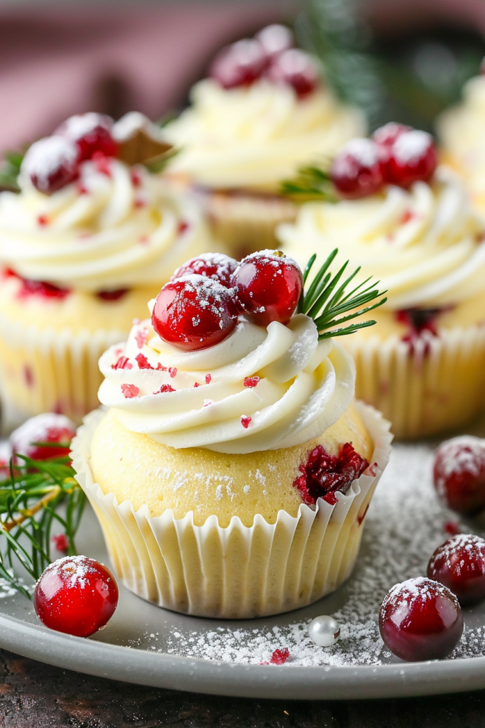 Serving Sparkling Cranberry White Chocolate Cupcakes