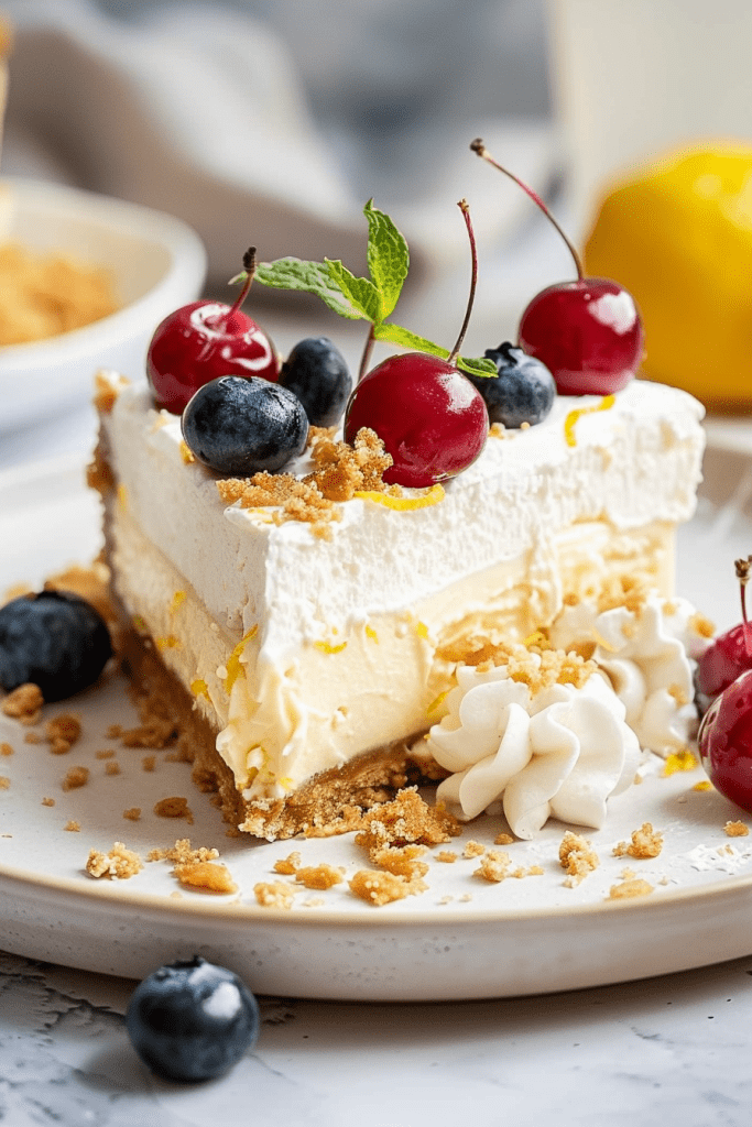 Serving Woolworths' No-Bake Lemon Cheesecake