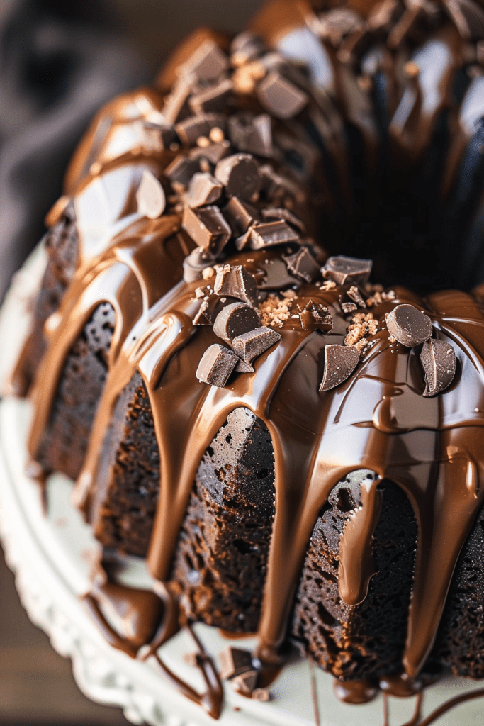 Serving and Storage Chocolate Peanut Butter Bundt Cake