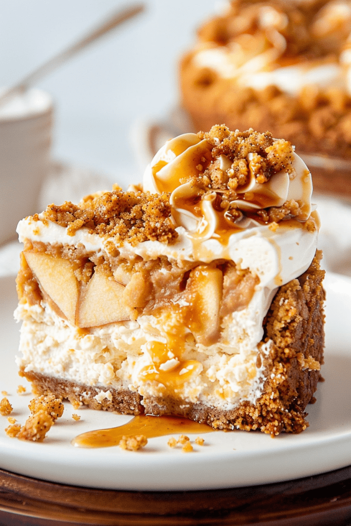 Serving Apple Crumb Pie Cheesecake