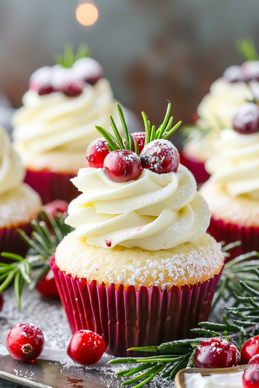 Sparkling Cranberry White Chocolate Cupcakes Recipe