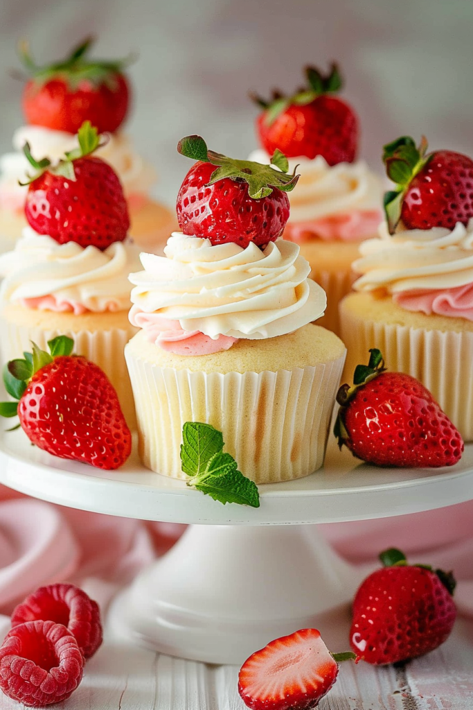 Storage Strawberries and Cream Cupcakes