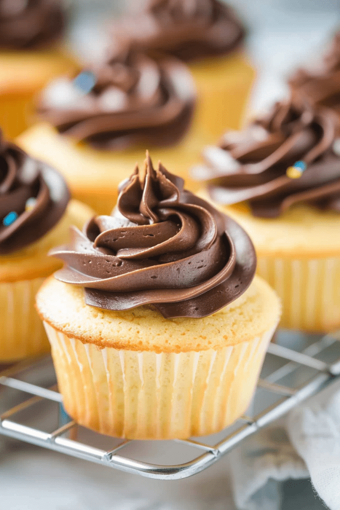 Storage Yellow Cupcakes with Milk Chocolate Frosting