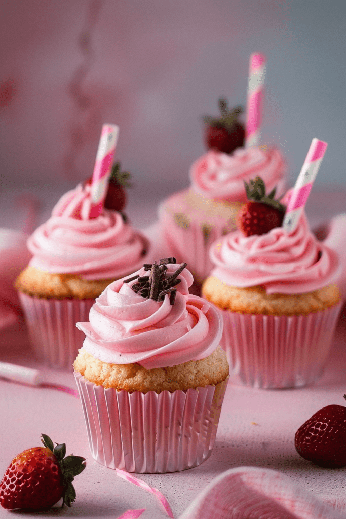 Serving Strawberry Milkshake Cupcakes