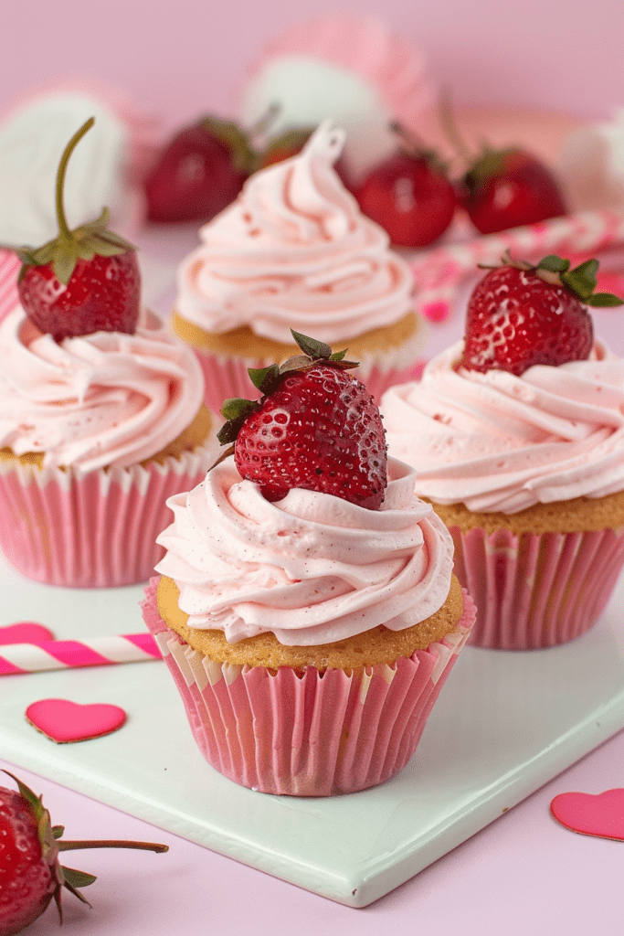 Strawberry Milkshake Cupcakes