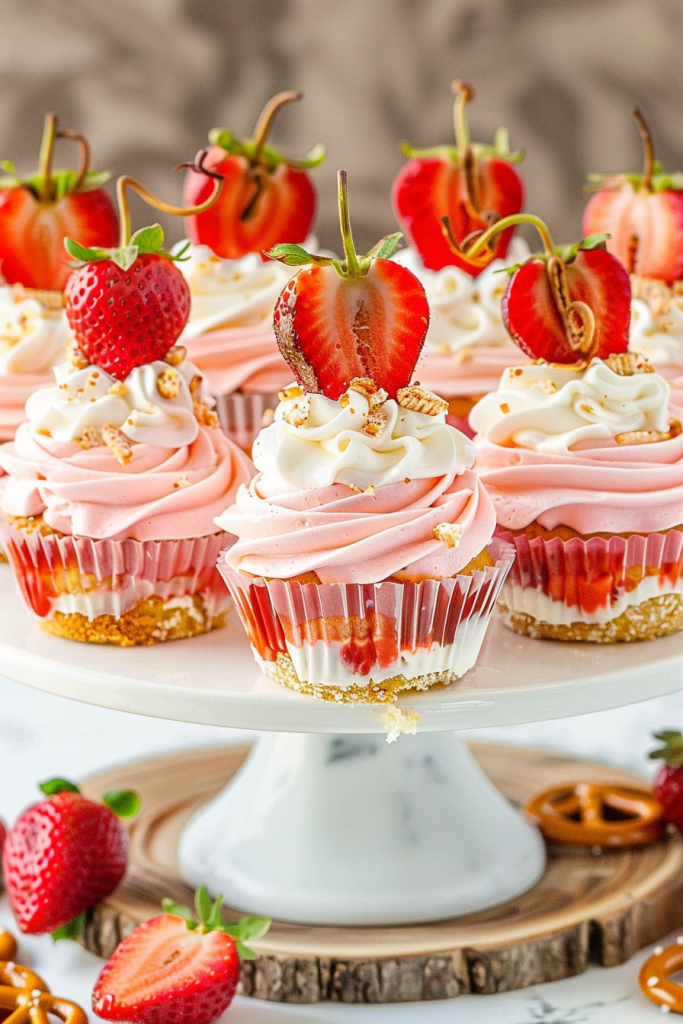 Strawberry Pretzel Salad Cupcakes Recipe