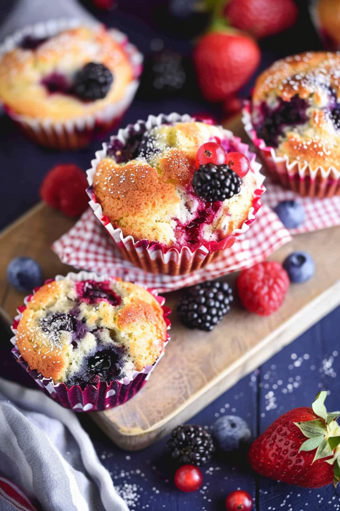 Triple Berry Cheesecake Muffins