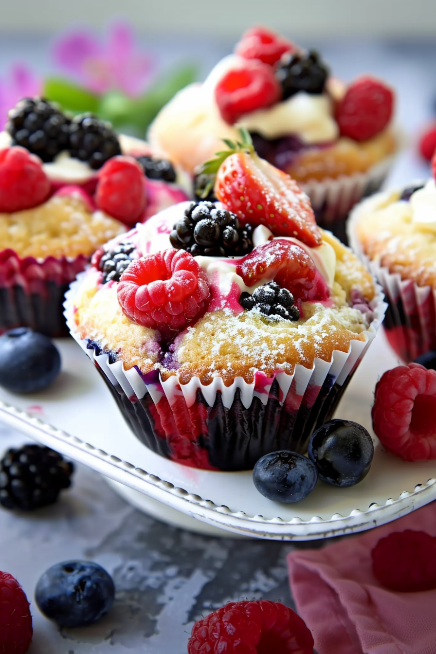 Triple Berry Cheesecake Muffins Recipes