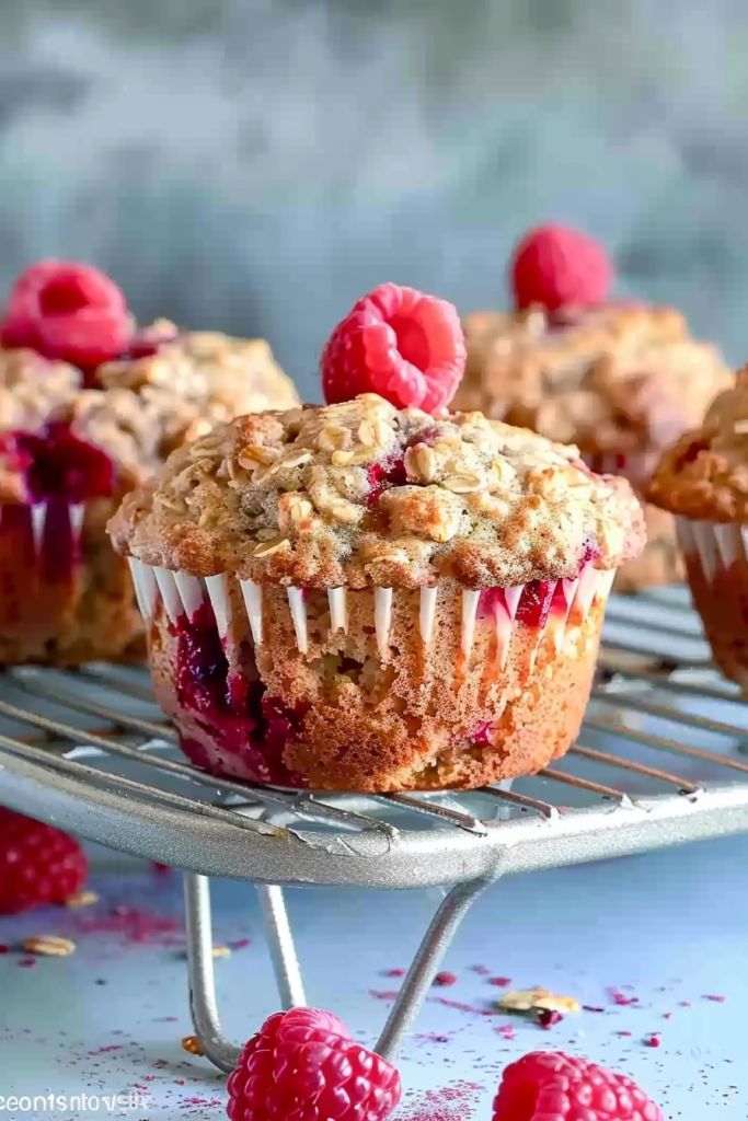 White Chocolate Raspberry Banana Oatmeal Muffins Recipe