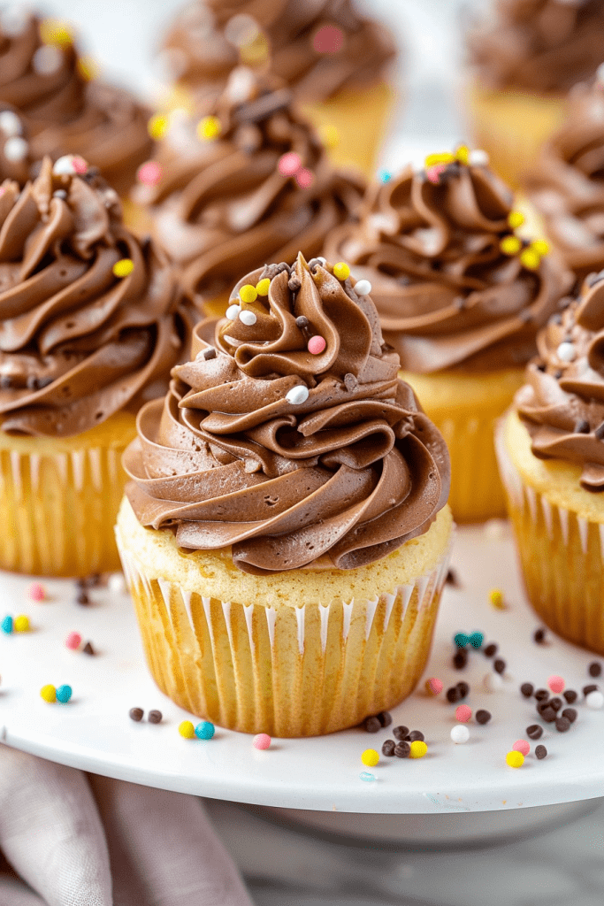 Yellow Cupcakes with Milk Chocolate Frosting