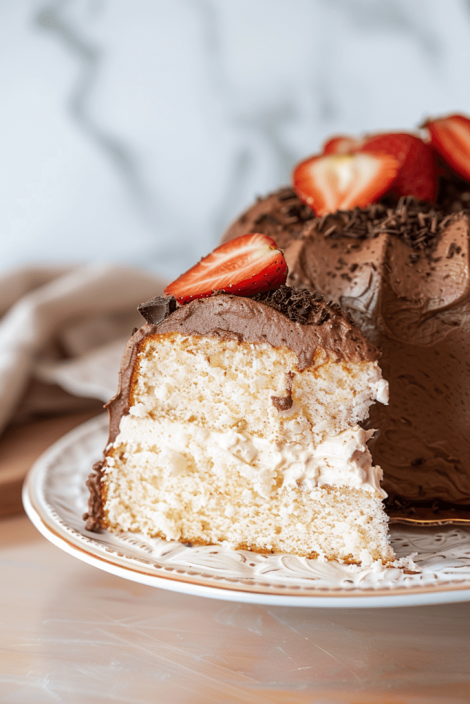 Angel Food Cake with Whipped Chocolate Frosting