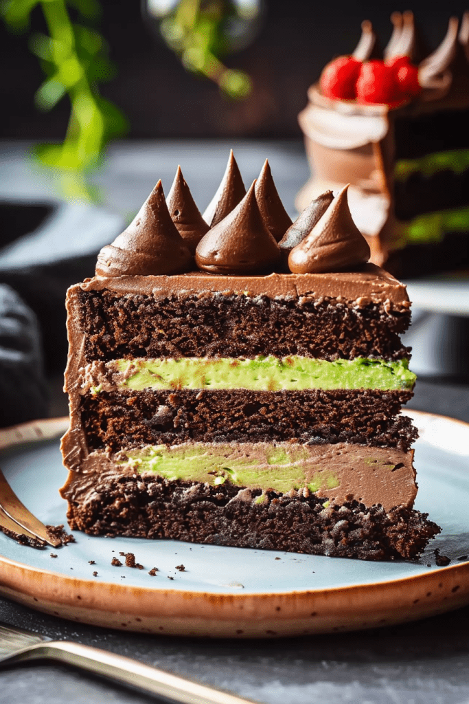 Assembling Chocolate Avocado Cake