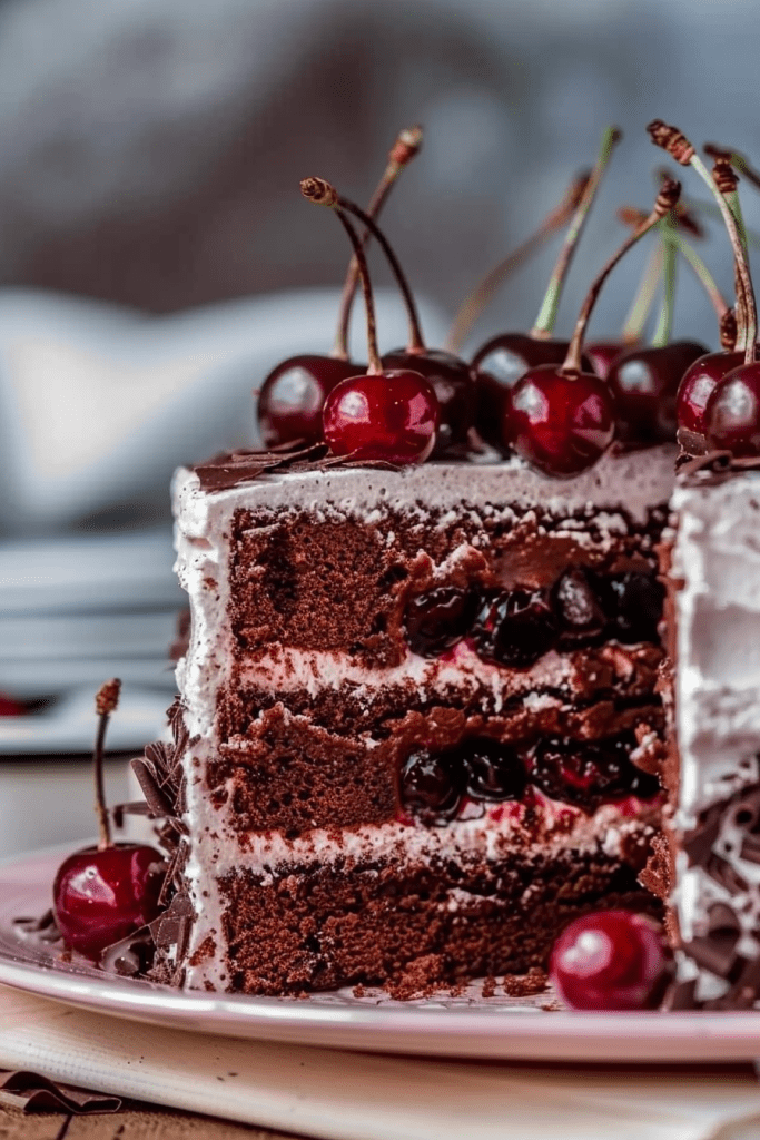 Assembling Chocolate Cherry Cake