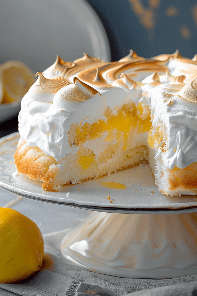 Assembling Lemon Meringue Angel Cake