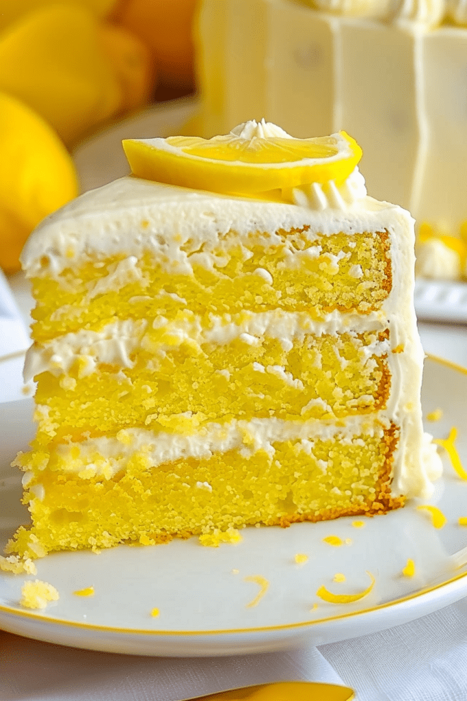 Assembling Lemon Velvet Cake