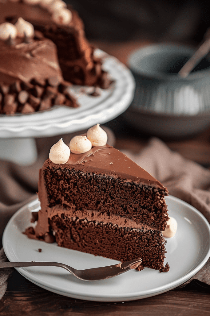 Assembling One-Bowl Chocolate Cake