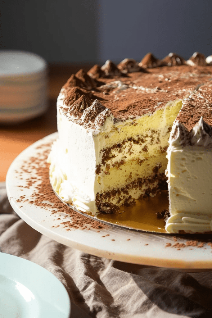 Assembling Tiramisu Angel Food Cake