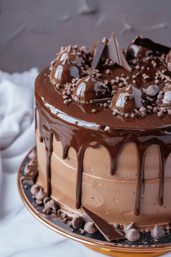 Assembling the Chocolate Drip Cake