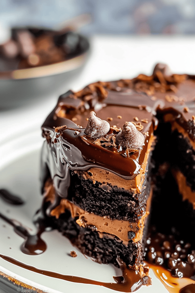 Assembling the Chocolate Ooey Gooey Cake