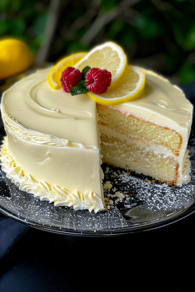 Assembling the Lemon Cheesecake Cake