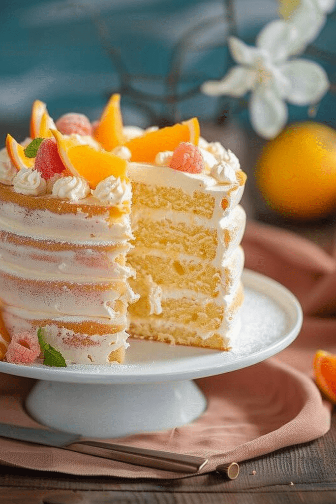 Assembling the Orange Dreamsicle Cake