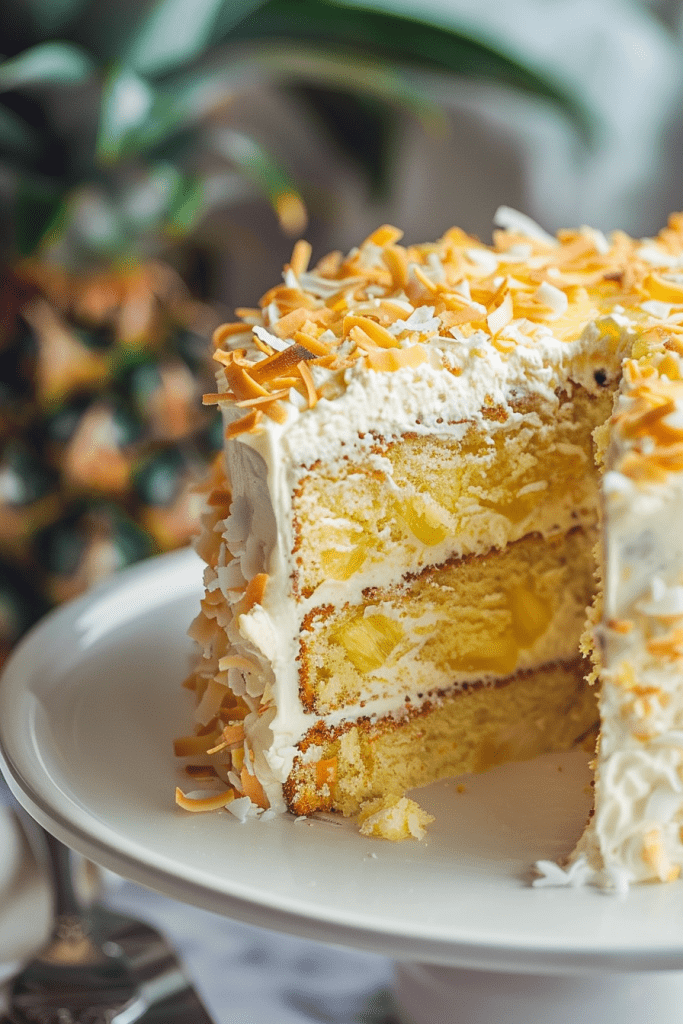 Assembling the Pineapple Coconut Cake