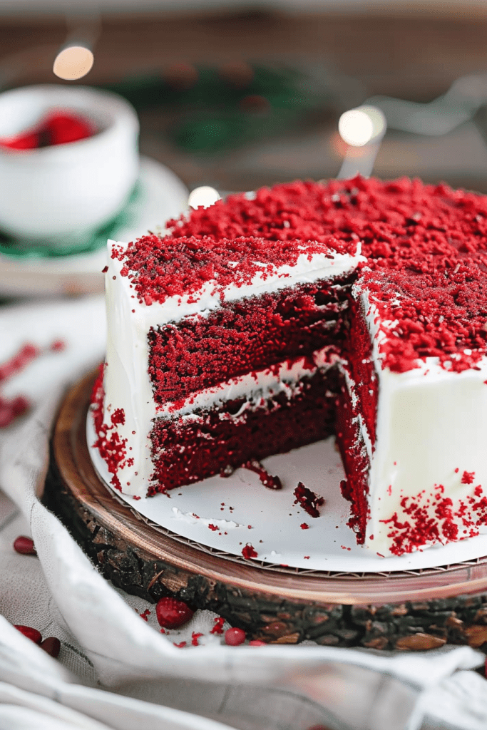 Assembling the Red Velvet Cake