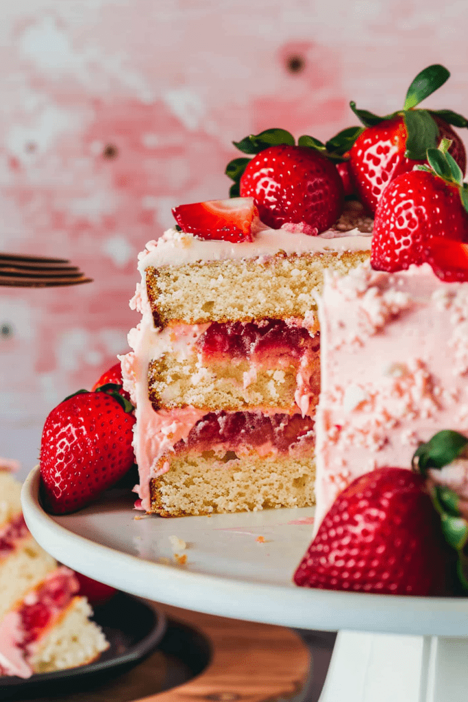 Assembling the Strawberry Vanilla Cake