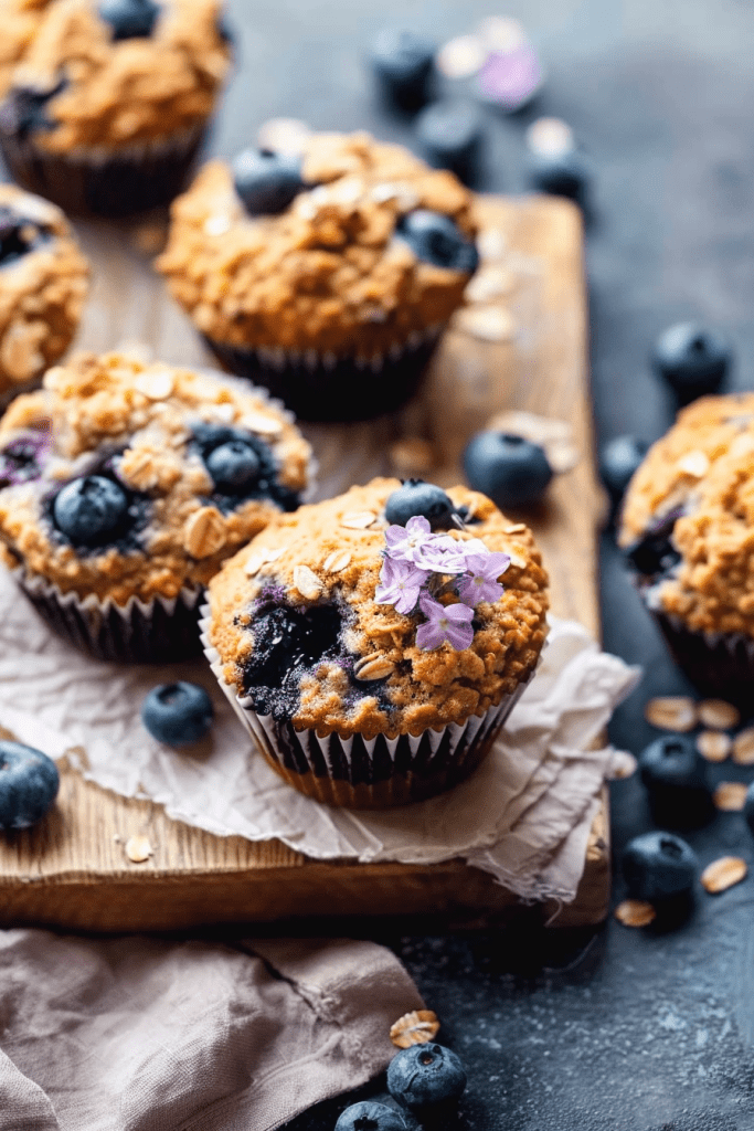 Baking Blueberry Oatmeal Muffin