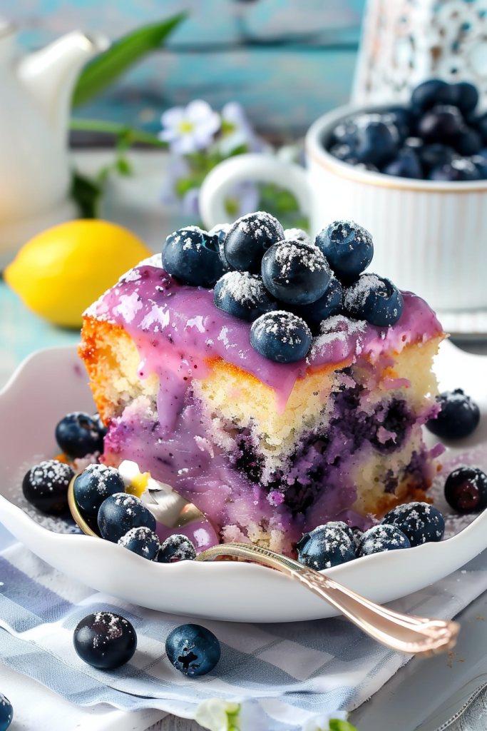 Baking Blueberry Pudding Cake