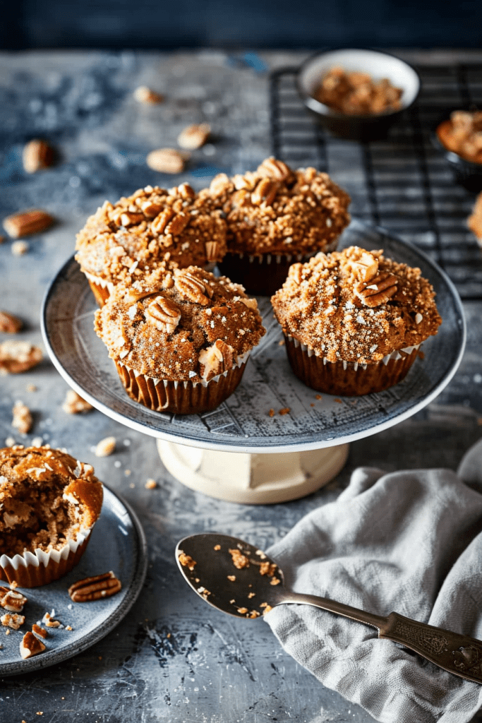 Baking Butterscotch Muffins with Brown Sugar Pecan Streusel