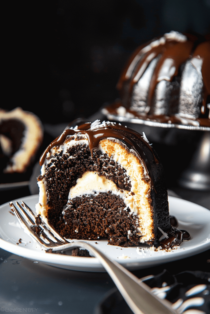 Baking Chocolate Bundt Cake with Cream Cheese Filling