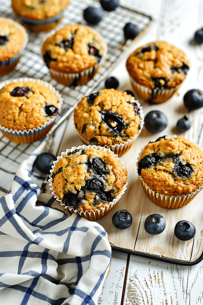 Baking Healthy Blueberry Zucchini Muffins